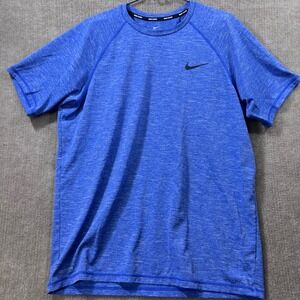 Nike Swim Dri-FIT Short Sleeve Swim Rash Guard Top Men's Large Blue